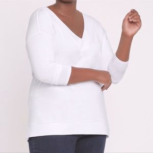 Eloquii NWOT Essential V Neck Side Slit Top 🤍 Super Soft 🤍 Size 18/20 🤍 White